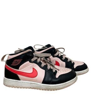 Nike Air Jordan Kids 1 Mid (PS) Atmosphere Infrared 640734 604 Size 2Y